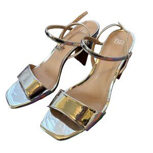 BP Silver High Heel square sandals size 10 Like New in Box